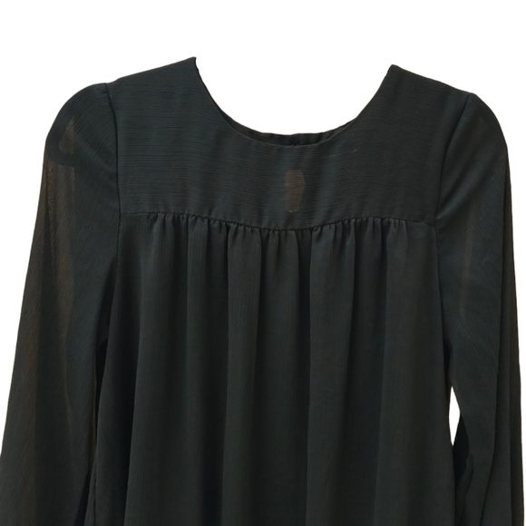 H&M Black Crepe Babydoll Goth Long Sleeve Lined Dress Size 6 - Picture 6 of 10